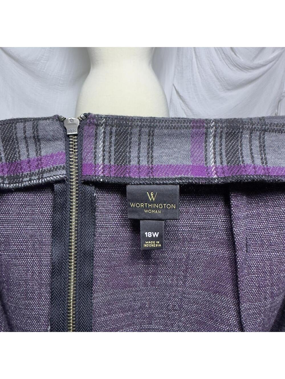 Worthington Woman Purple Gray Plaid Pencil Skirt Size 18W - Picture 5 of 5